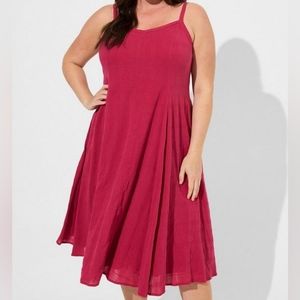 Torrid Red Sweetheart Gauze Stretch A Line Swing Challis Dress 4X NWT